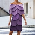 thumbnail image 2 of Abstract Vector Purple Disc Women's Off The Shoulder Ruffles Summer Wedding Guest Loose Casual Party Beach Dress, 2 of 9