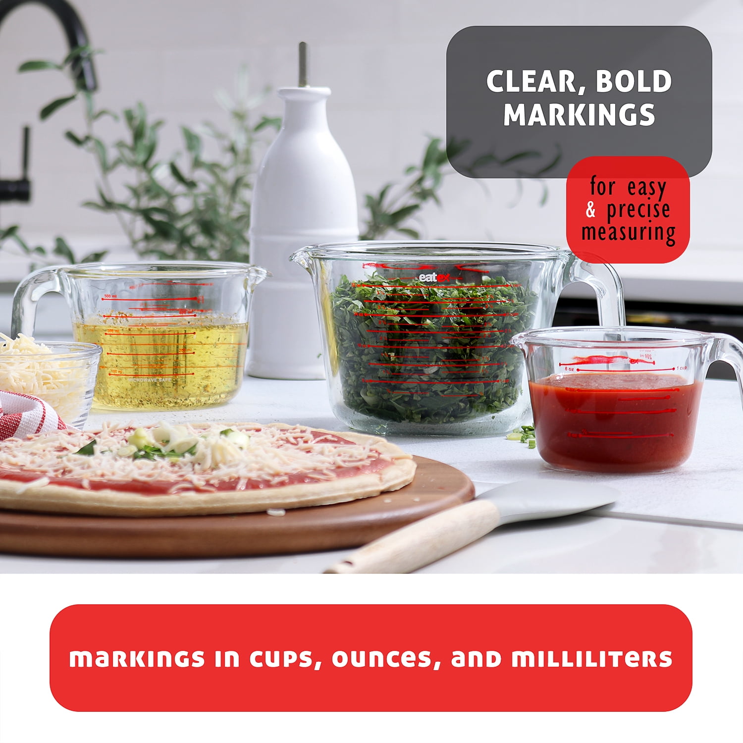 LammaLoe Glass Measuring Cup Set, 6 Piece Borosilicate Measuring Cups for Baking, Dry & Liquid Measuring, Dishwasher Safe