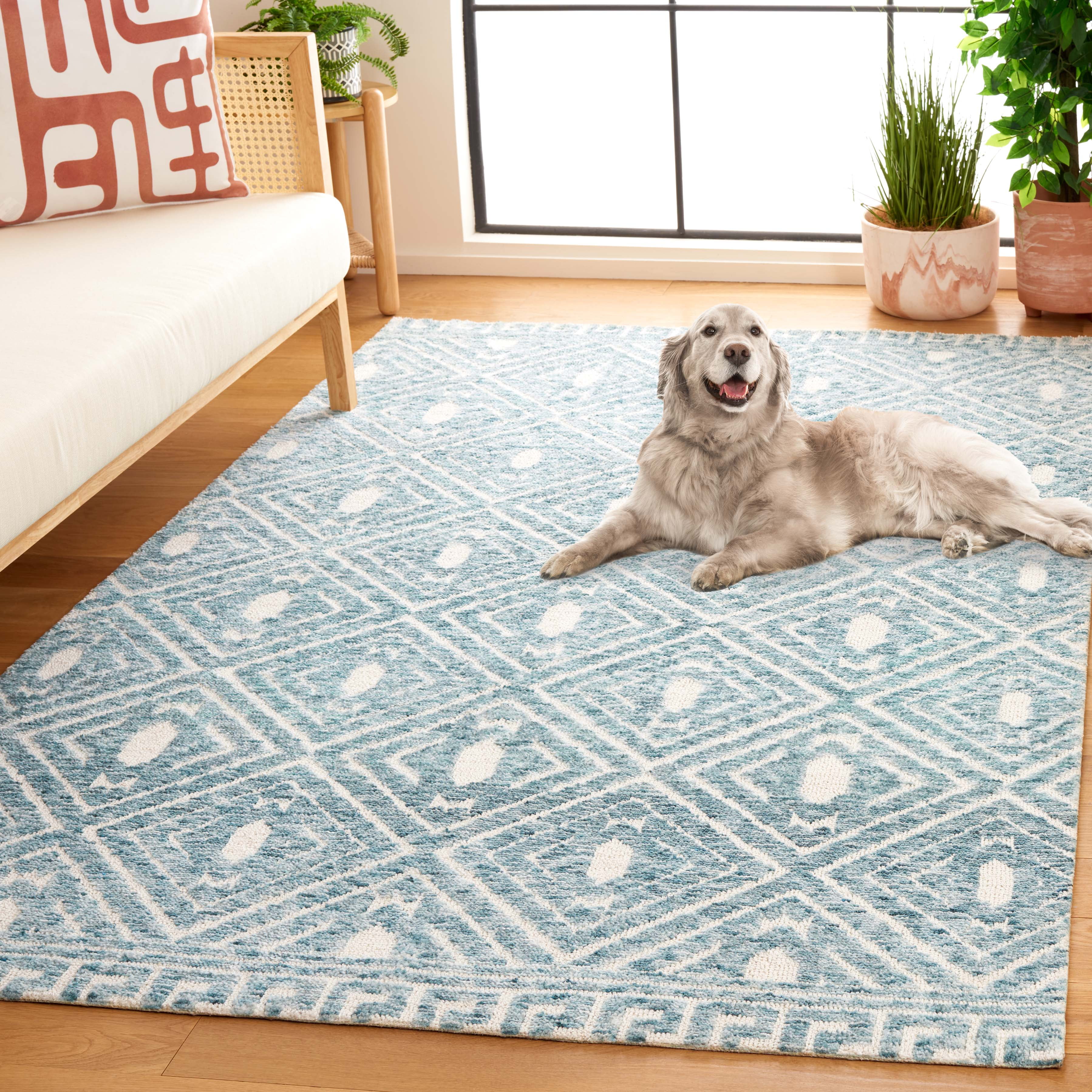 SAFAVIEH Audrey Jaxon Trellis Area Rug, Blue/Ivory, 5' x 8'