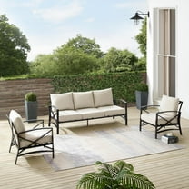 Outdoor Sofa Set - Metal Patio Furniture 3 Piece Set - Sofa & 2 Chairs - Weather Resistant