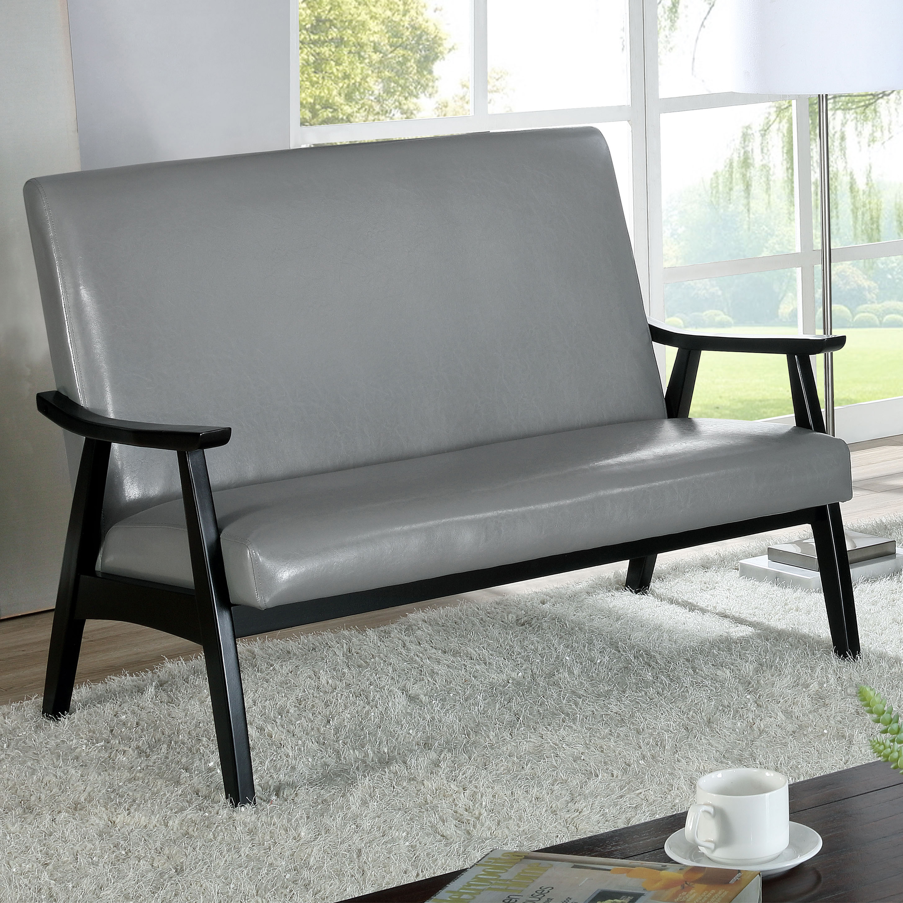 Furniture of America Kikee Loveseat, Light Gray