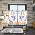 thumbnail image 4 of Yayeee Kitchen Curtains Tier Pair Light Filtering 27"x36" Rod Pocket Short Cafe Window Panel, Blue Retro Flower, 4 of 7