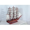 thumbnail image 5 of Red Wooden Sailboat Model with Cloth Sails and Details 33" x 6" x 24"H, 5 of 12