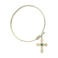thumbnail image 2 of 6 1/4 inch Round Eye Hook Bangle Bracelet w/ Cross medal charm w/ May Green Swarovski Crystal, 2 of 3