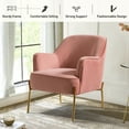 thumbnail image 4 of Velvet Upholstered Accent Chair Metal Legs Curved Backrest Lounge Home Armchair Bedroom Adult Pink, 4 of 9