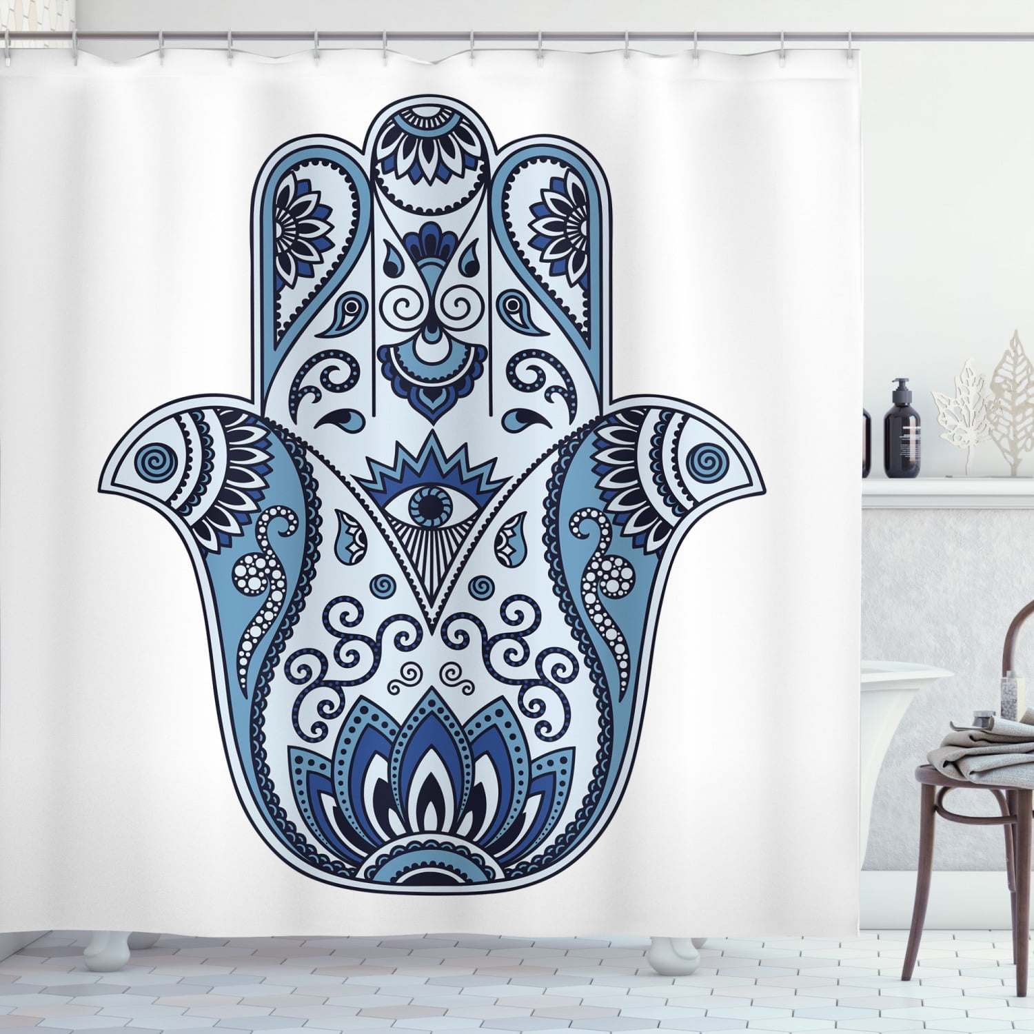 72x72'' Silver snows star Shower Curtain Bathroom Waterproof Fabric & Mat 4687 