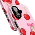 thumbnail image 2 of Cherry Pattern Phone Case, Cute Pink Aesthetic iPhone Cover with Red Cherries & Bow Illustration, Protective Case for iPhone 17 16 15 14 13 12 11 Pro Max Plus Mini, 2 of 6