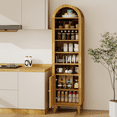 thumbnail image 3 of PULUOMIS 71" Tall Arched Cabinet with Doors, Solid Wood Legs, Adjustable Shelves for Vertical Storage, Narrow Arched Storage Bookcase, Space Saving Organizer for Bathroom, Living Room, Home Office, 3 of 7