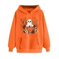 thumbnail image 4 of Halloween Hoodies for Women Long Sleeve Funny Pullover Sweatshirts with Pockets Loose Casual Graphic Sweater Tops Pink, S, 4 of 5