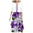 thumbnail image 1 of JHLZHS Robe Sans Manches à Fleurs Imprimée pour Femmes, Débardeur avec Manches Courtes, Haut Décontracté Élégant, Coupe Régulière, Ensemble 2 Pcs, Pantalon, Robe de Collation des Grades, 1 of 7
