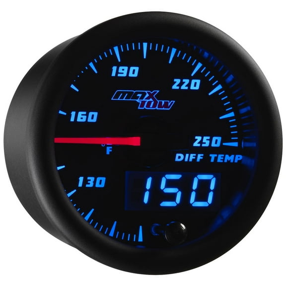 MaxTow | Black & Blue Double Vision Series Differential Temperature Gauge for Trucks