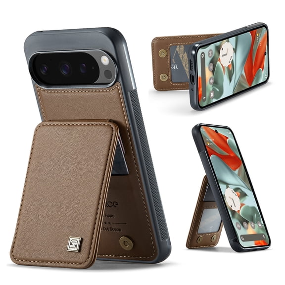 Mantto for Google Pixel 10 /10 Pro Case with Card Holder, Premium PU Leather Back Flip Wallet Case for Women Men with RFID Blocking Card Slots Magnetic Clasp Shockproof Kickstand Phone Cover,Brown