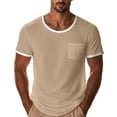 thumbnail image 3 of Pafei Tyugd Pocket Tee Shirts for Men Big And Tall Short Sleeve Shirts Lightweight Breathable Casual Crewneck Summer Basic Tees Beige M, 3 of 8