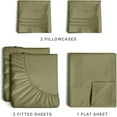 thumbnail image 3 of CGK Linens 5-Piece Ultra Soft & Comfy Hotel Luxury Sheet Set - Split King Size Cooling Bed Sheet Fits 8"-16" Mattresses, Sage Green, 3 of 7