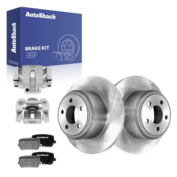 AutoShack Rear Solid Brake Rotors   Ceramic Pads   Calipers 8-PC Brake Kit Replacement for 2014-2015 Dodge Charger 12.59" (319.8 mm)