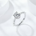 thumbnail image 3 of Exquisite 2 Carat Lab Created Moissanite Wedding Rings for Women Oval Cut D Color VVS1 S925 Sterling Silver Diamond Rings Ideal Choice for Couple Parties Date Travel, 3 of 6