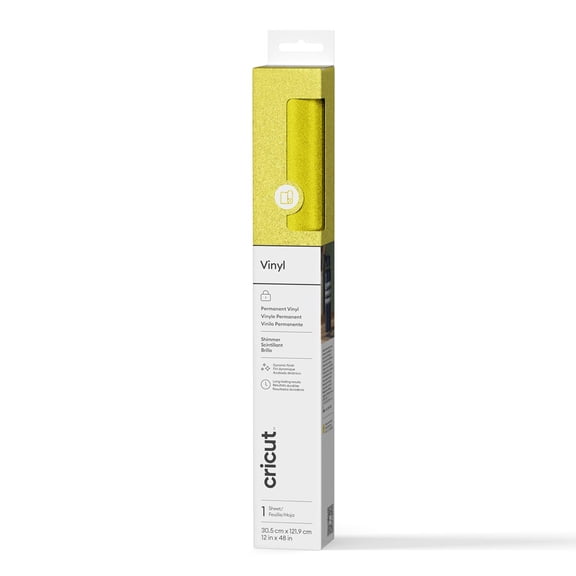 Cricut® Shimmer Vinyl – Permanent (12 in x 48 in), 12" x 48",Yellow