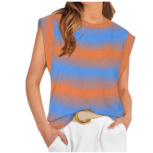 Yuyuzo Tuniques pour Femmes Manches Courtes T-Shirts Amples Col Rond Imprimé Été Décontracté