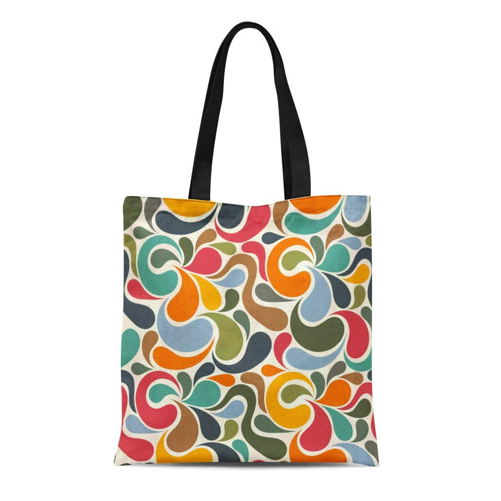 ASHLEIGH Canvas Tote Bag 1970S Retro Abstract Pattern 1950S Curly ...