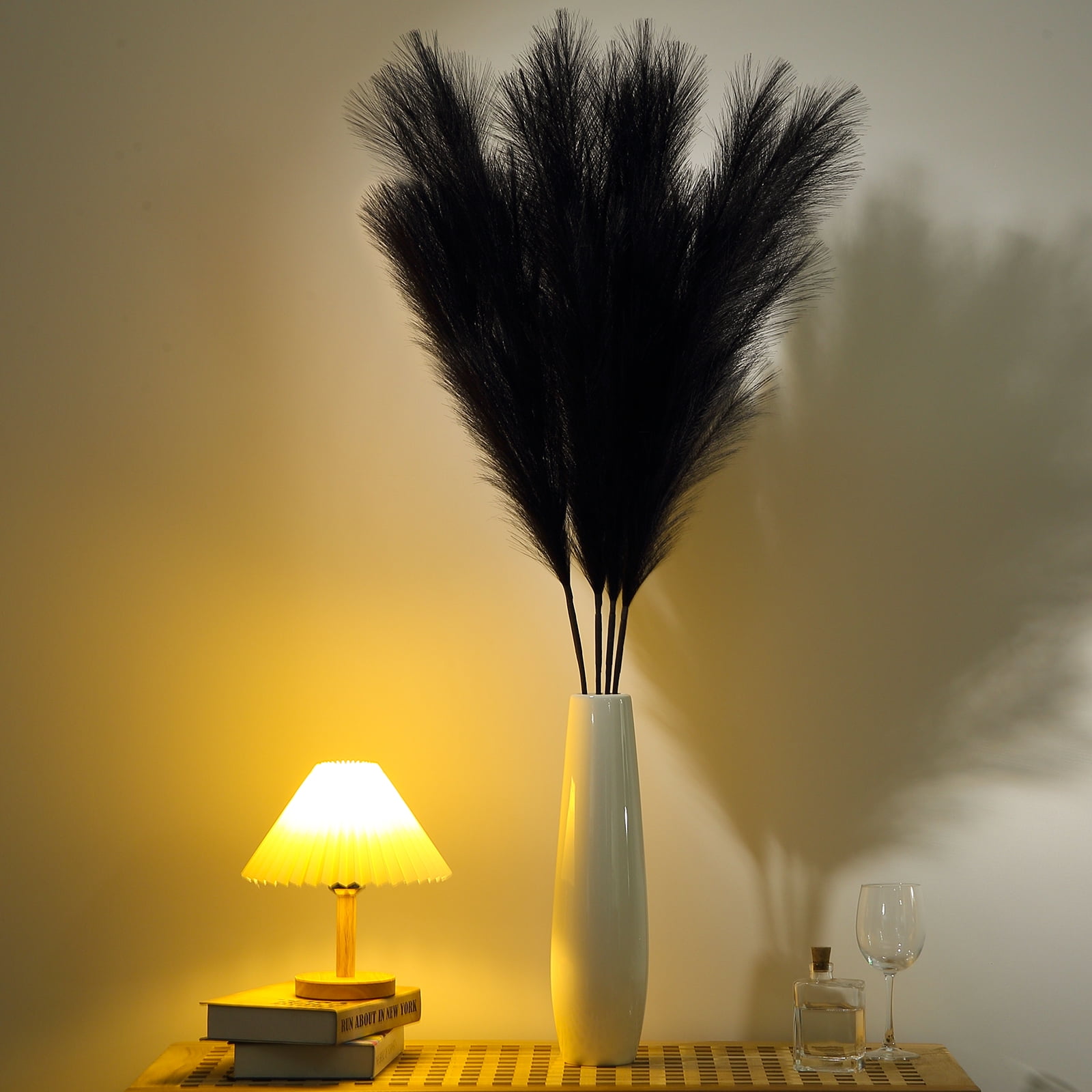 Lozidecor Tall Faux Pampas Grass Decor Tall 42 inch 5 Stems I Fluffy  Artificial Black Pampas Grass Tall for Floor Vase, Large Pompas Grass  Branches