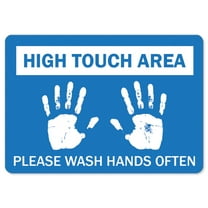 Public Safety Sign - High Touch Area Please Wash Hands Often | Peel And Stick Wall Graphic | Protect your Business, Class Room, Office & Interior Surroundings | Made in the USA