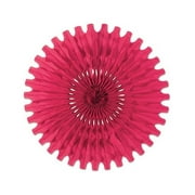 Club Pack of 12 Cerise Tissue Fan Hanging Decorations 25"
