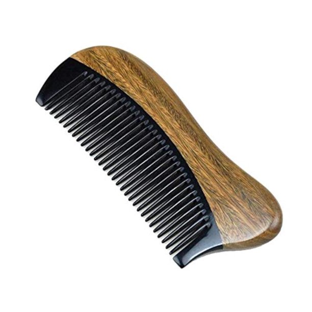 Exquisito Peine De Pelo De Bolsillo De Cuerno De Buey Natural – Peine De Cuerno De Búfalo De Sándalo Verde Natural 100% Hecho A Mano Peine Antiestático De Primera Calidad Sin Mango (Tamaño De Palma)
