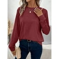 thumbnail image 3 of Whichone Essentials Women’s Long Sleeve T-Shirt, Super-Soft Stretch Fabric Round Neck Tee, Sizes S-XL, 3 of 8