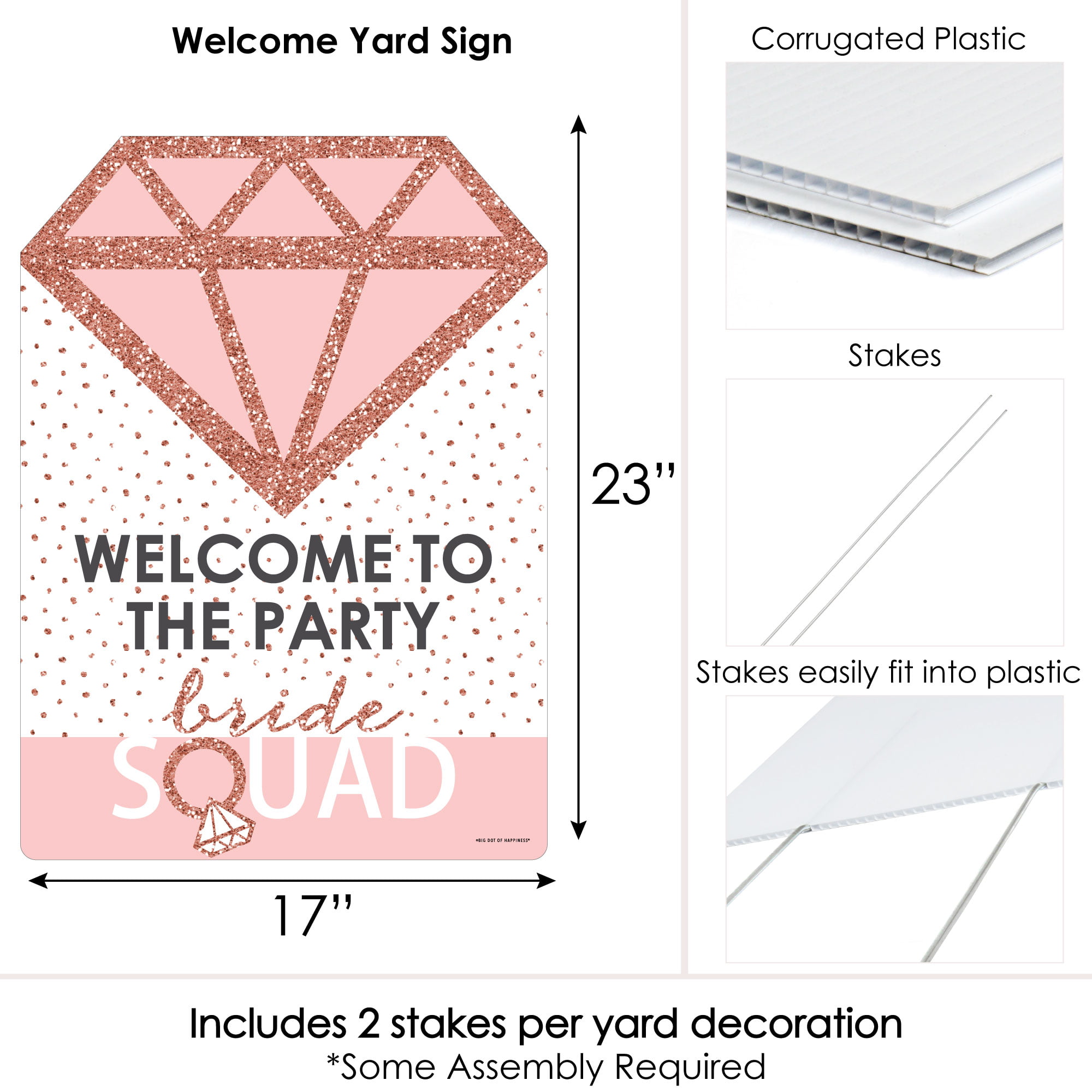 Big Dot Of Happiness Bride Squad - Paper Straw Decor - Rose Gold