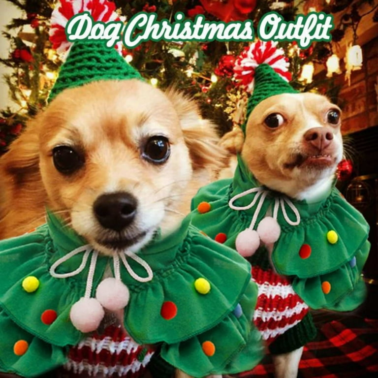 CREATITOY Christmas Dog Clothes Winter Warm Pet Apparel Santa Costume  Outfits with Bell Collar for Puppy Small Medium Large Dogs Xmas Holiday  Party ...