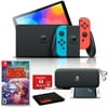 Nintendo Switch OLED Neon Blue/Red with No More Heroes 3, 128GB Card, and More