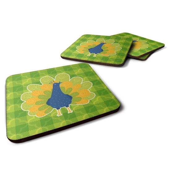 Pretty Peacock Foam Coaster Set of 4