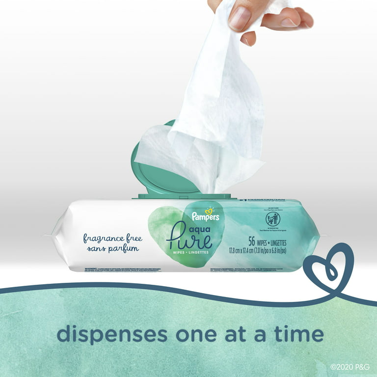Pampers Aqua Pure Natural Sensitive Baby Wipes, 10X Pop-Top, 560 Ct 