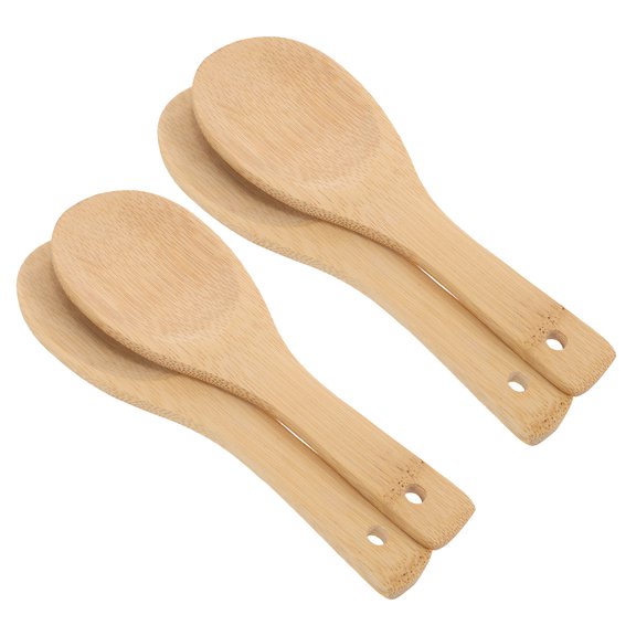 MLINS 4pcs Bamboo Rice Paddle Bamboo Rice Scoop Cooking Spatula Non-Stick Cooking Utensils for Stir-Frying Flipping and Frying
