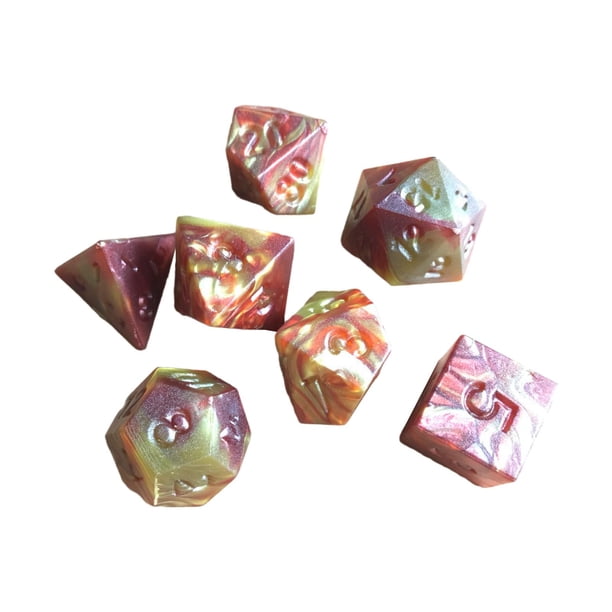 Set de 7 dados multicolores para juegos de rol, diferentes diseños y tonalidades