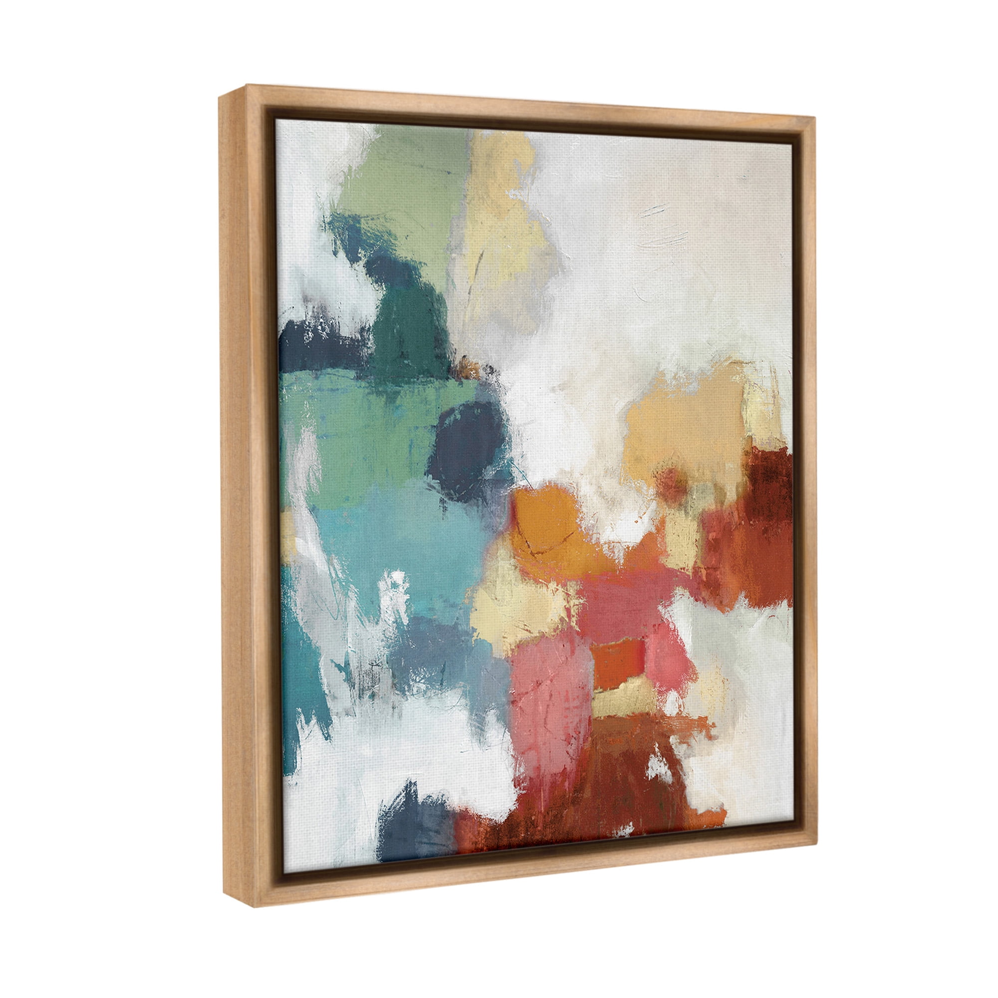 Stupell Industries Dynamic Abstract Hues Abstract Painting Brown Floater Framed Canvas Art Print Wall Art, 25 x 31