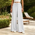 thumbnail image 6 of CHGBMOK Women's Plus Size Palazzo Pants Elastic High Waist Drawstring Wide Leg Pants Flowy Floor-Length Trousers with Pockets Loose Casual Pants, 6 of 9