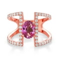 thumbnail image 2 of Gem Stone King 1.96 Ct Oval Pink Mystic Topaz 18K Rose Gold Plated Sterling Silver Ring (Size 8) (Size 8), 2 of 3