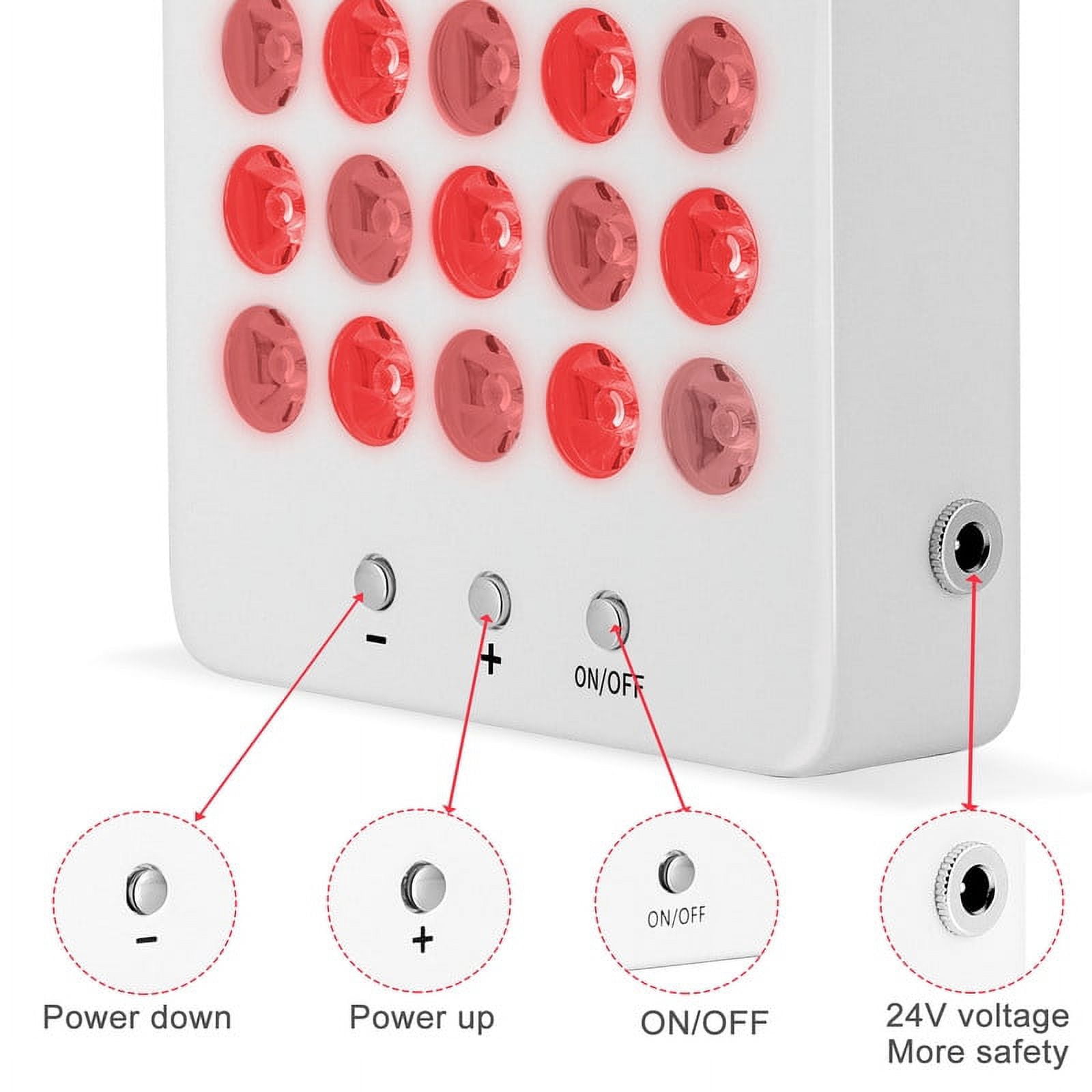 HELENTEX Red Light High Power Panel,Red Light Lamp,Built-in Timer(White,30LED)