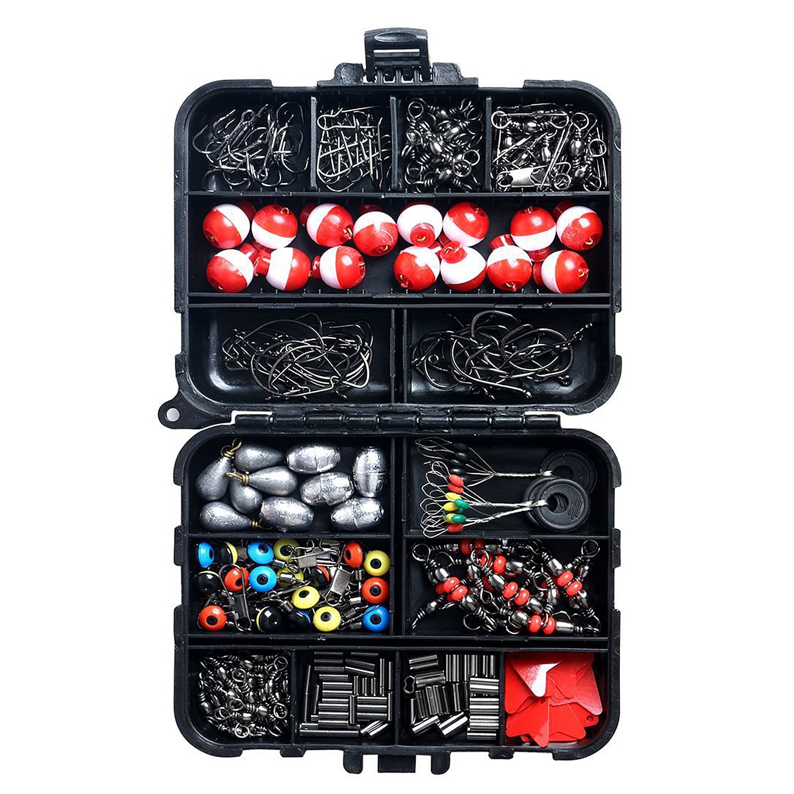Eccomum 263pcs Fishing Accessories Set with Tackle Box Including Plier Jig  Hooks Weight Swivels Snaps Slides 