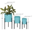 thumbnail image 4 of DecMode Teal Metal Indoor Outdoor Planter with Removable Stand, Set of 3 12", 14", 18"H, 4 of 13
