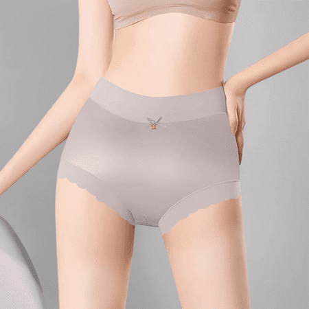 Fulorrnie Underwear for Women Seamless High Cut Comfort Breathable Panties Cute Waistband Elastic Waist Panty Grey XL