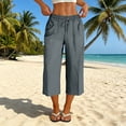 thumbnail image 2 of Posijego Women's Capri Pants Drawstring Elastic Waist Wide Leg Capris Summer Casual Cropped Loose Pants with Pockets S-3XL, 2 of 8