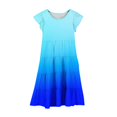 thumbnail image 4 of Luxalzxs Little Girls Short Sleeve Dresses Summer Gradient Colour Casual Swing Twirly Sundress Flutter Sleeve A-Line Elegant Midi Flowy Dress, 4 of 5