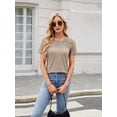 thumbnail image 5 of Womens Summer Tops Spring Shirts Trendy Vacation Outfits Short Sleeve Business Tshirts Fashion Casual Blouses Khaki XXL, 5 of 8