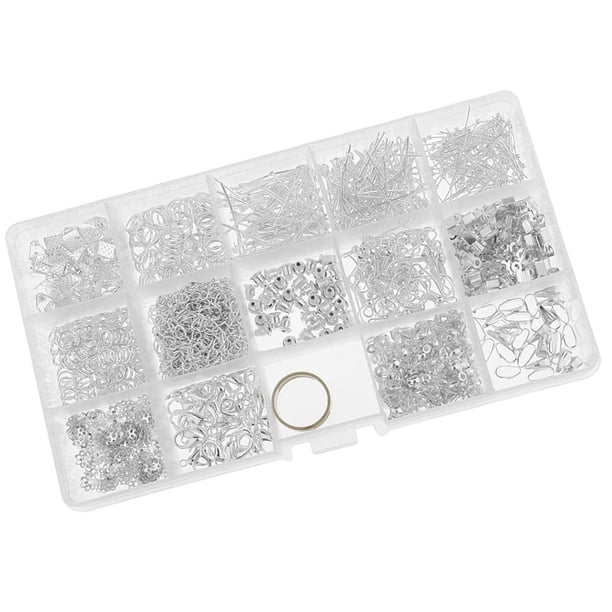 Kit de inicio para hacer joyas con 15 tipos de pendientes, collares y pulseras. Herramienta de bricolaje. Plata