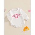thumbnail image 5 of Miaouyo Infant Baby Girls Fall Sweatshirts Rompers 0 3 6 12 18 Months Letter Bowknot Embroidered Round Neck Long Sleeve Fall Jumpsuits, 5 of 9