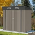 thumbnail image 3 of Sesslife 6' x 4' Outdoor Storage Shed, Patio Galvanized Steel Metal Shed with Sliding Doors, Garden Shed with Vents for Tools, Lawn Mover, Bike, Brown, 3 of 8