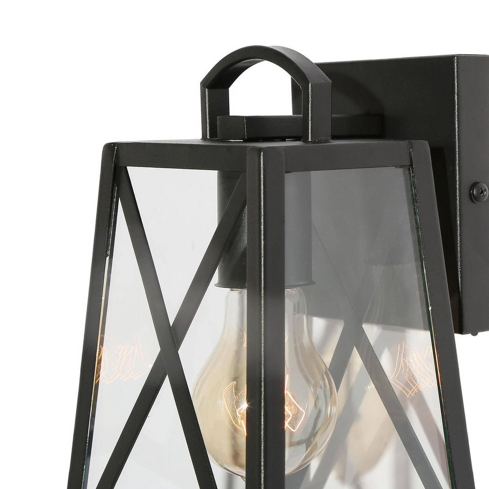 LNC Azer 9-in H Black and Clear Glass Medium Base(E-26) Outdoor Wall Light,8.7"H