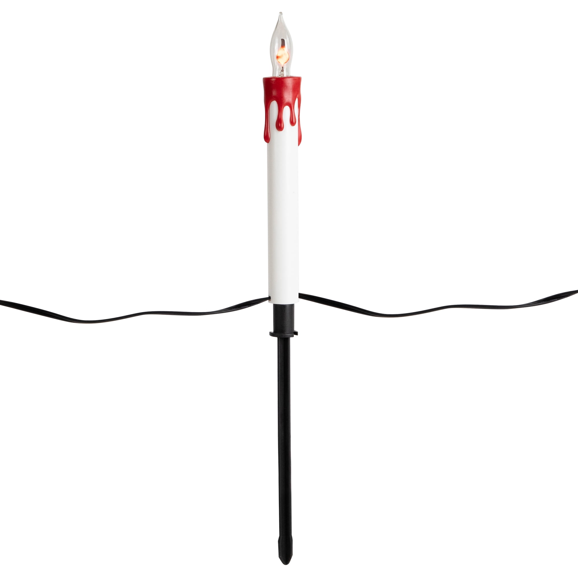 Northlight Lighted Flickering Candle Halloween Pathway Marker Lights - 4' Black Wire - 5ct